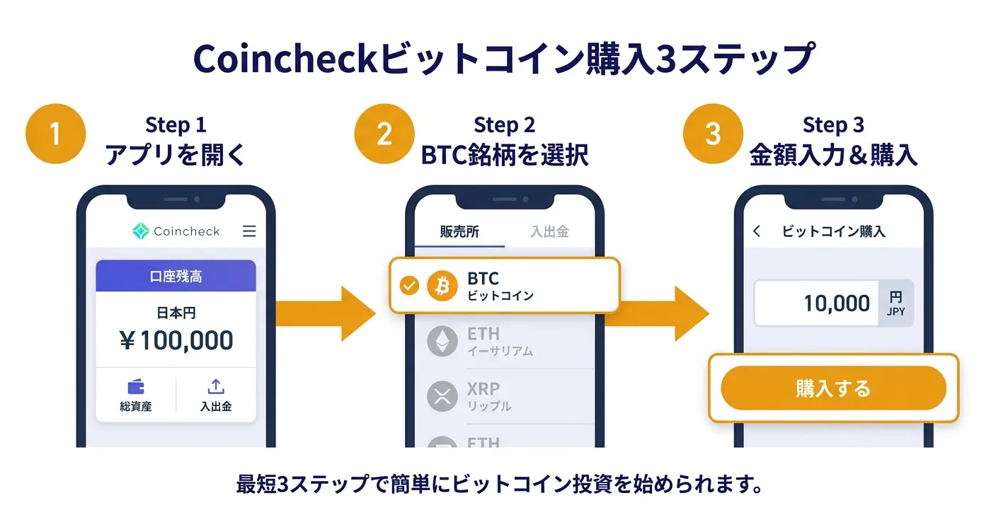 Coincheckビットコイン購入3ステップ