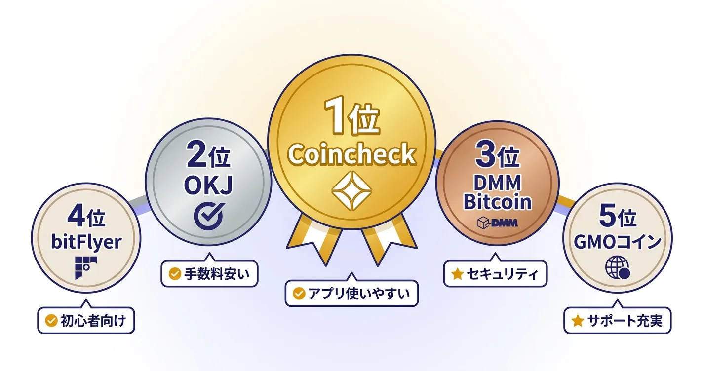 仮想通貨取引所おすすめTOP5メダル