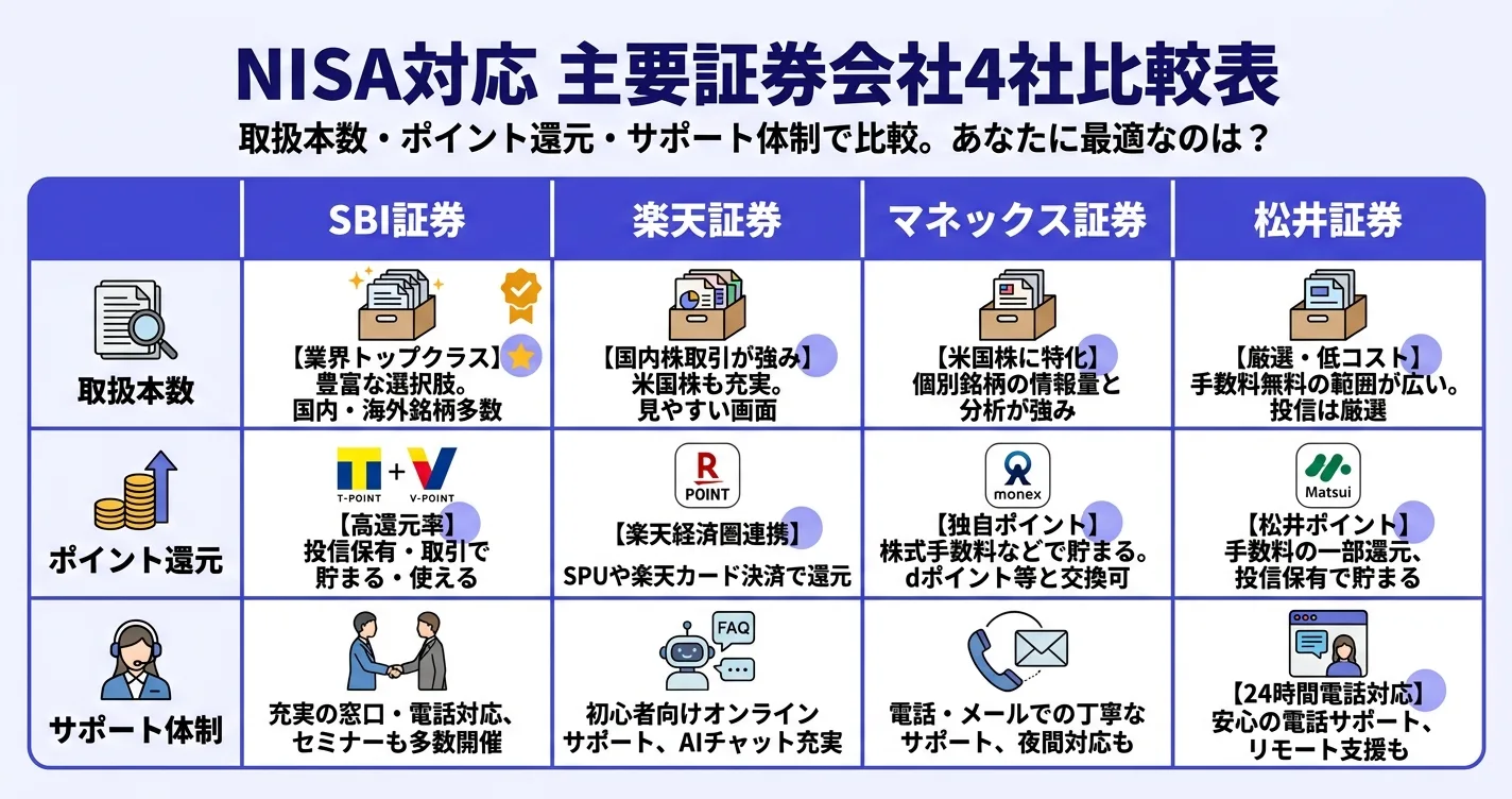NISA対応証券会社比較