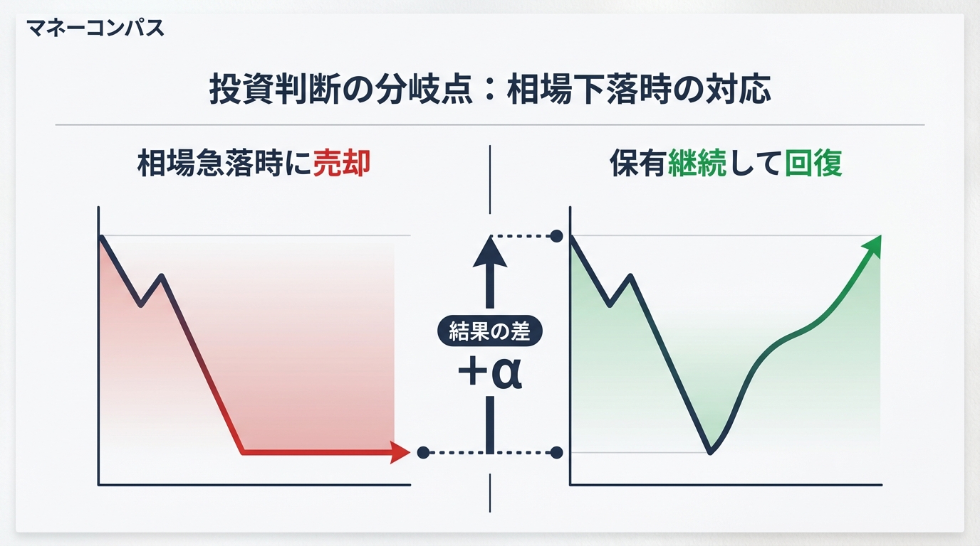 パニック売りvs持ち続けた場合のビフォーアフター比較