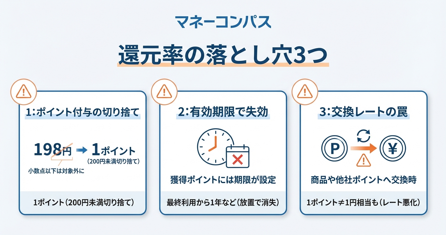 クレジットカード還元率の落とし穴の図解