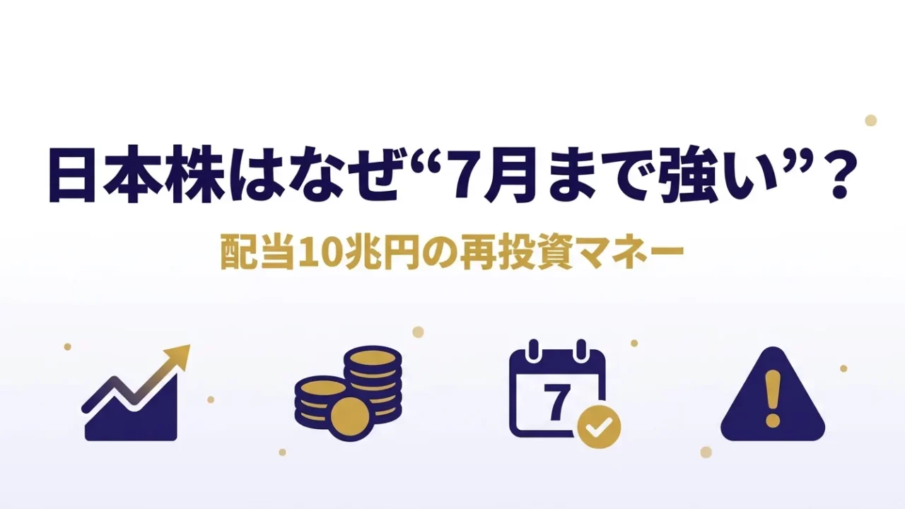 日本株はなぜ7月まで強いと言われるのかを需給から初心者向けに解説する記事のアイキャッチ