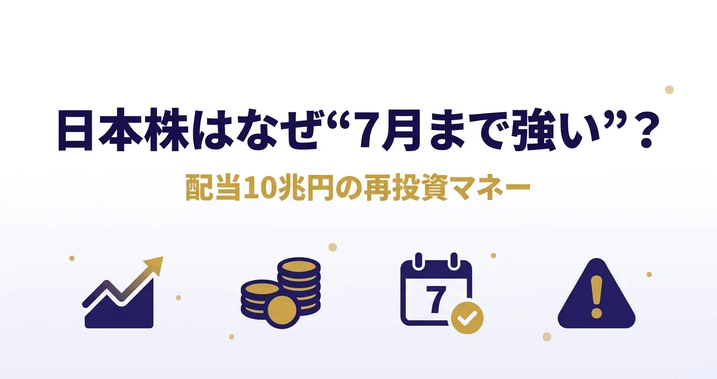 日本株はなぜ7月まで強いと言われるのかを需給から初心者向けに解説する記事のアイキャッチ