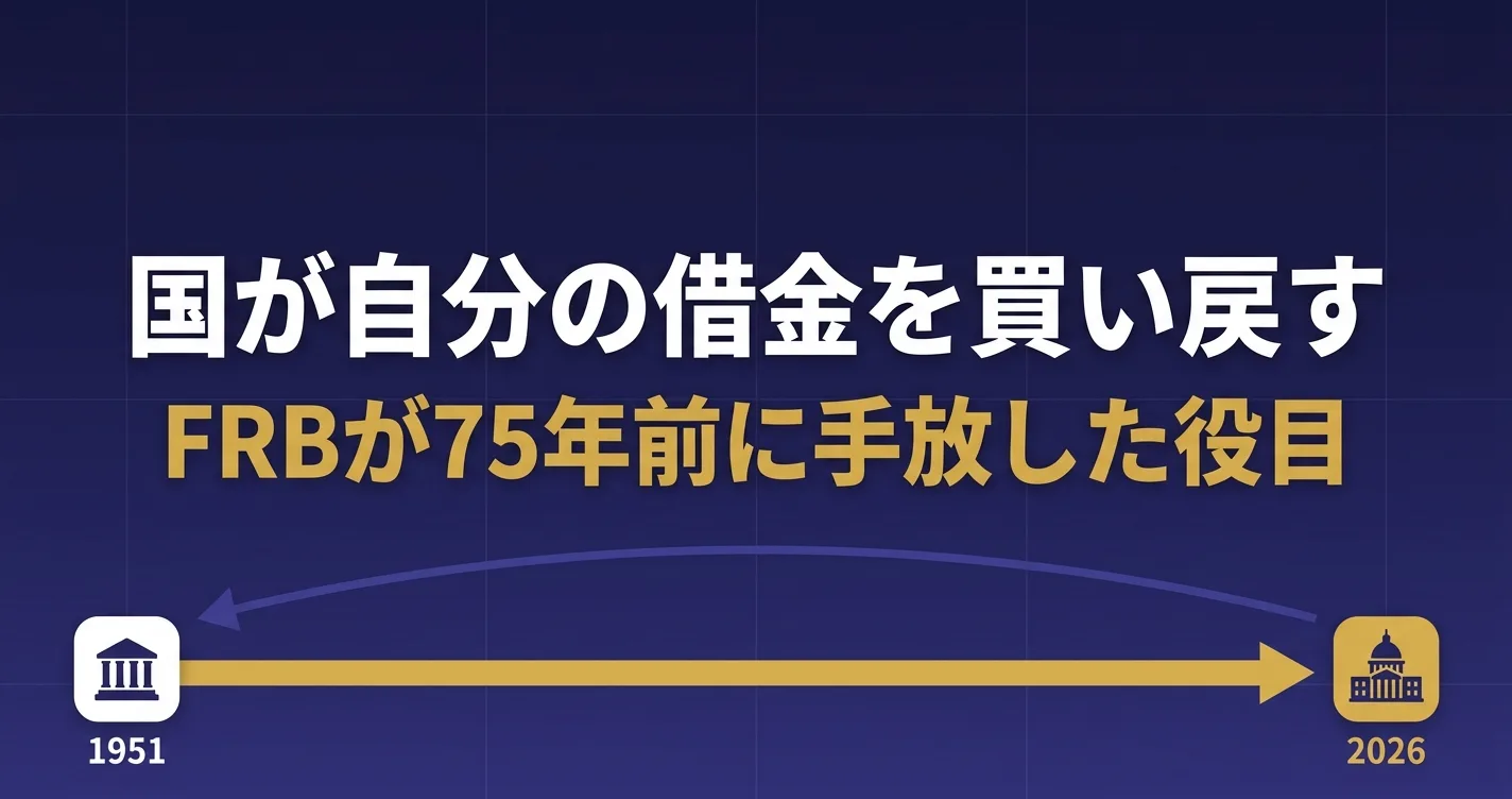 国が自分の借金を買い戻す額を倍にしてもFRBが75年前に手放した役目であることを示すアイキャッチ