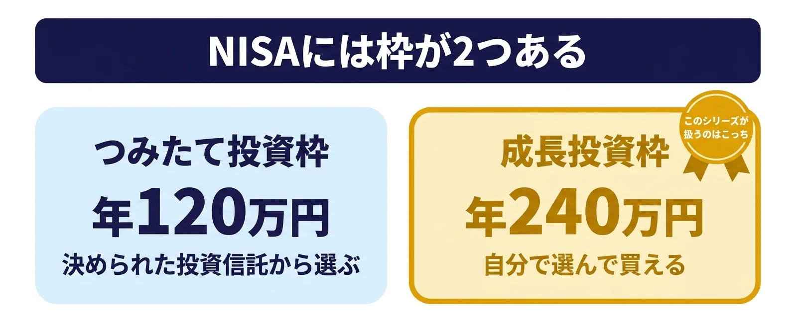 つみたて投資枠と成長投資枠の違いを年間120万円と240万円で比較した図